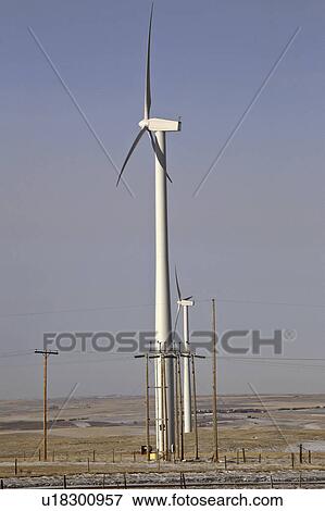 Stock Photo - rural, electrical, canada, saskatchewan, generrators, windmill. Fotosearch