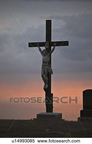 Stock Photography - saskatchewan, cross, scenic, cemetary, marquise, jesus. Fotosearch