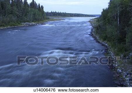 Stock Photograph - saskatchewan, river, trees, rapids, otter, churchill. Fotosearch