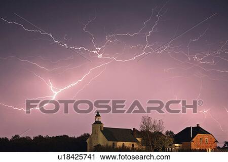 Stock Image - scenic, lighting, valley, spring, up, lightning. Fotosearch