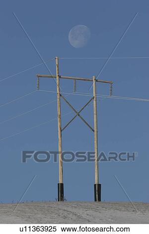 Stock Photography - scenic, moon, poles, hydro, seen, full. Fotosearch