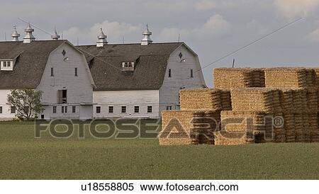 Stock Photography - scenic, straw, barn, unique, bales, stacked. Fotosearch