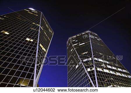 Stock Image - scenic, view, regina, towers, hill, night. Fotosearch