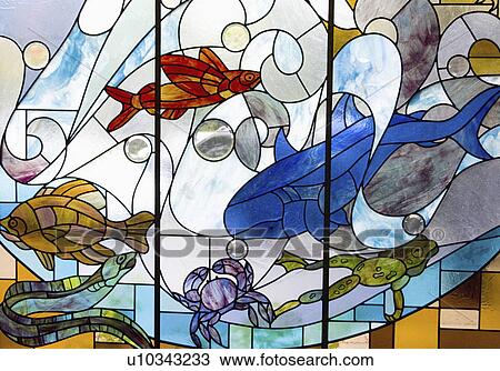 Stock Image - sea, stain, fish, window, glass, creation. Fotosearch