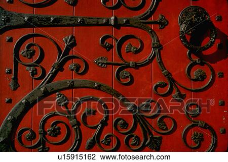 Stock Image - seen, iron, door, church, work, intricate. Fotosearch