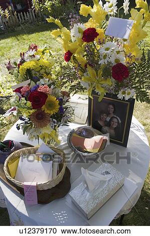 service, cards, bouquets, table, memorial View Large Photo Image Stock Image - service, cards, bouquets, table, memorial. Fotosearch