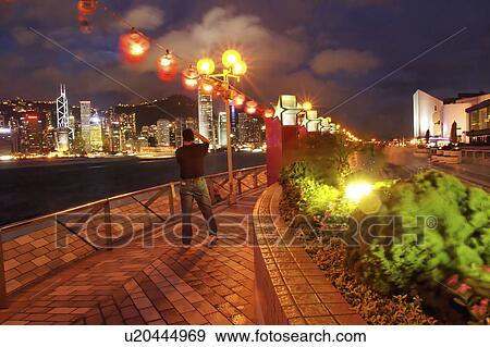 Stock Photo - skyline, lanterns, kong, hong, frame, promenade. Fotosearch
