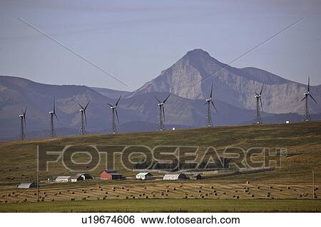 Stock Photograph - southwestern, generators, creek, pincher, west, windmill. Fotosearch