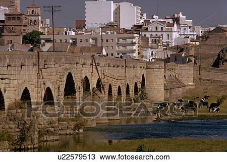 Stock Image - stone, town, spanish, bridge, old. Fotosearch