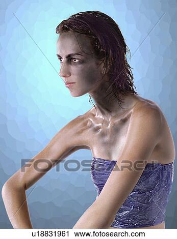 Stock Image - studeo, woman, model, studio, female, beautiful. Fotosearch
