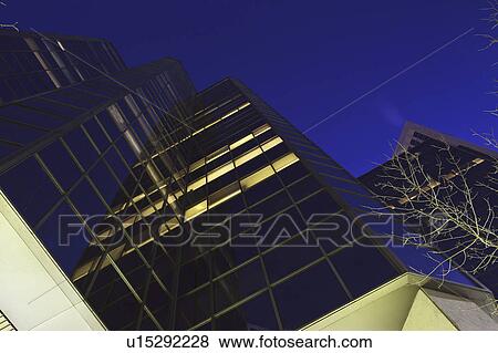 Stock Photo - tall, calgary, canada, alberta, night, downtown. Fotosearch
