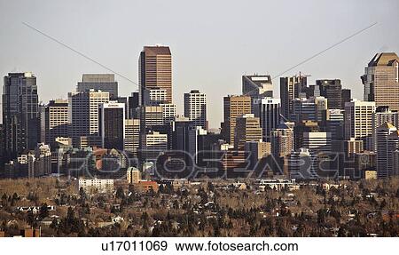 Stock Photo - tall, downtown, canada, alberta, calgary, buildings. Fotosearch