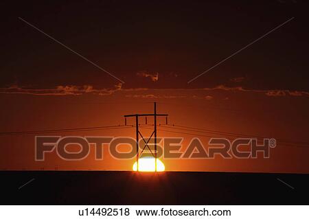 Stock Photo - towers, sunset, power, saskatchewan, behind, gorgeous. Fotosearch