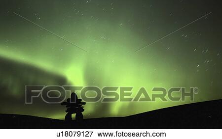 Stock Photo - track, foreground, star, lights, northern, inukchuk. Fotosearch