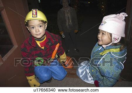 Stock Image - treaters, bob, tricks, halloween, builder, asian. Fotosearch