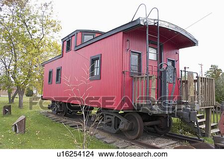 Picture - usa, caboose, wisconsin, washburn, display, red. Fotosearch