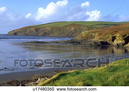 Stock Image - wales, bay, coastine, pembrokeshire, davids, newgale. Fotosearch