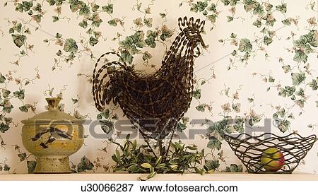 Stock Photo - wisconsin, rooster, cable, shelf, kitchen, sculptured. Fotosearch