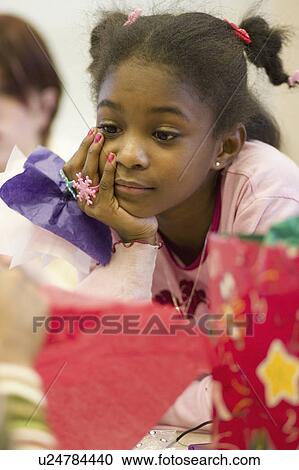 Stock Image - young, paul, age, girl, thoughtful. Fotosearch