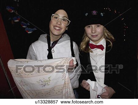 Stock Photo - 11, kids, age, treaters, trick, halloween. Fotosearch