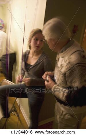 Stock Photograph - 70, conversation, 14, age, grandfather, meaningful. Fotosearch