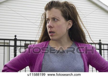 Stock Photo - age, woman, outfit, easter, female, angry. Fotosearch