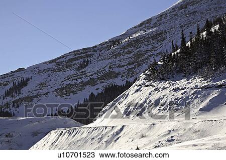 Stock Image - alberta, mountains, covered, snow, winter, rocky. Fotosearch