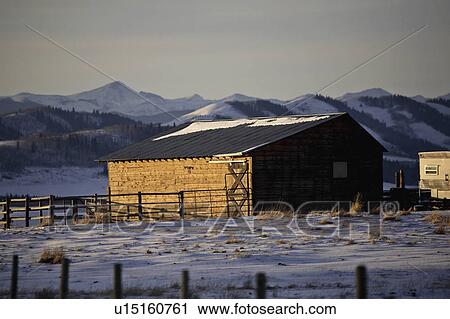 Stock Image - alberta, mountains, covered, snow, winter, rocky. Fotosearch