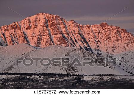 Stock Image - alberta, mountains, covered, snow, winter, rocky. Fotosearch
