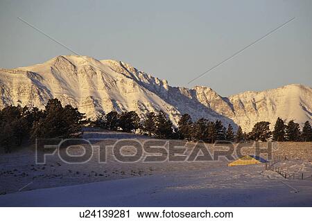 Stock Image - alberta, mountains, covered, snow, winter, rocky. Fotosearch