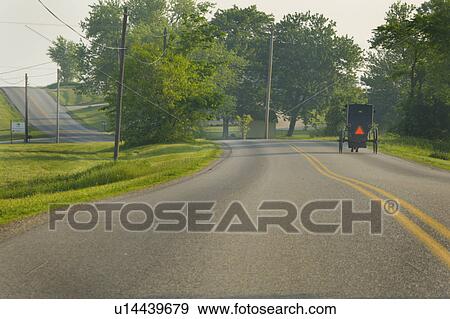 Stock Photo - amish, pleasant, sugarcreek, road, valley, buggy. Fotosearch
