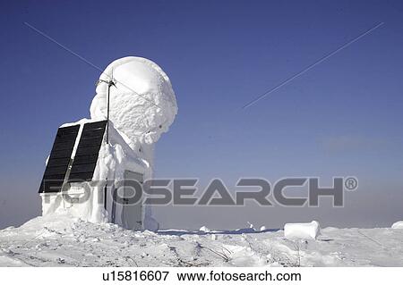 Stock Photo - antenna, dalton, snow, covered, satellite. Fotosearch
