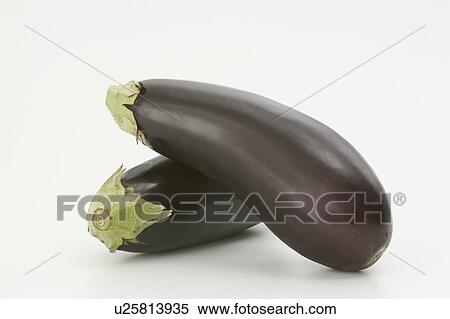 Stock Photography - aubergines, aubergine, background, white, pair. Fotosearch