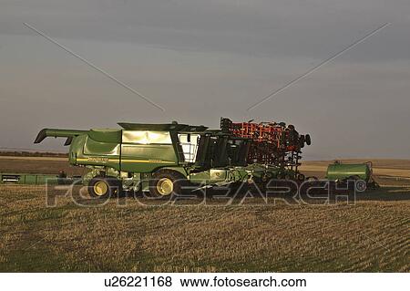Stock Photo - beechy, neatly, southwest, up, lined, combines. Fotosearch