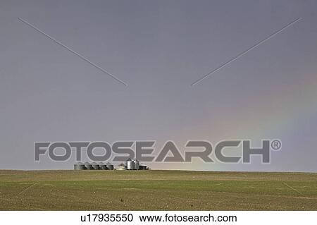 Stock Image - bins, touching, storage, grain, down, rainbow. Fotosearch