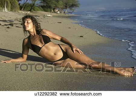 black, side, lying, bikini, model View Large Photo Image Stock Image - black, side, lying, bikini, model. Fotosearch
