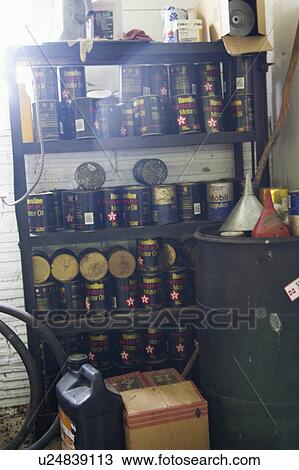 blue, shelves, oil, cans, holding, workshop View Large Photo Image Stock Image - blue, shelves, oil, cans, holding, workshop. Fotosearch