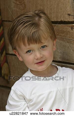 Stock Photo - boy, scenic, fence, yard, young. Fotosearch