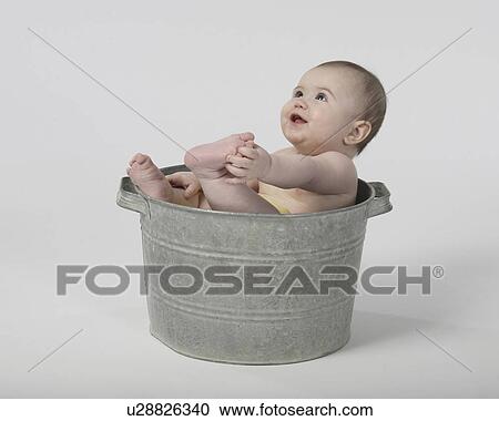 Stock Image - boy, washtub, fashion, old, little. Fotosearch