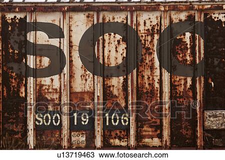 Stock Image - canada, railway, saskatchewan, scenic, siding, boxcars. Fotosearch