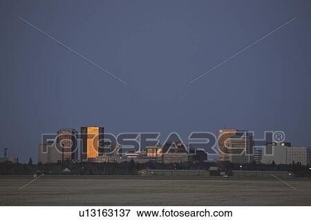 Stock Photo - canada, skyline, saskatchewan, scenic, sunset, regina. Fotosearch