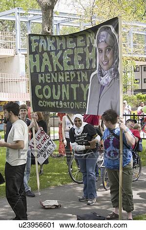 Stock Image - candidate, banner, female, woman, muslim, political. Fotosearch
