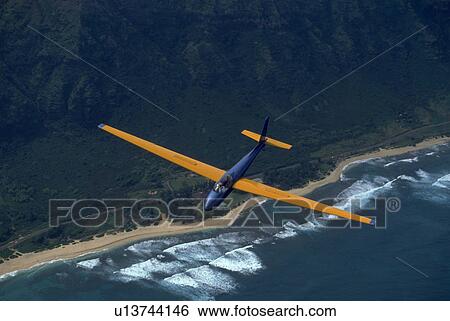 Stock Photograph - coast, gliding, ocean, view, aerial, glider. Fotosearch
