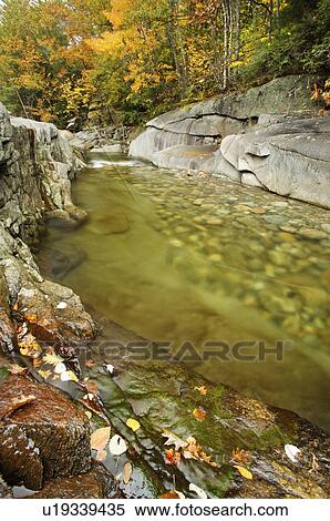 Stock Photography - creek, autumn, side, rocks, leaves, fallen. Fotosearch