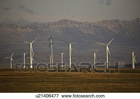 Stock Photo - creek, generators, pincher, nw, sunrise, windmills. Fotosearch