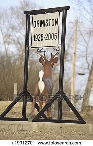 Stock Image - dated, ormiston, canada, saskatchewan, scenic, sign. Fotosearch