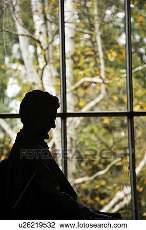 Stock Image - fall, abraham, window, silhouetted, lincoln, statue. Fotosearch