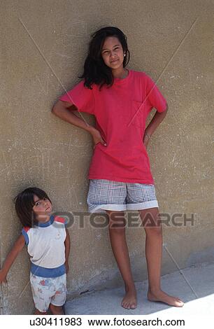 Stock Image - girl, hispanic, scene, street, juarez, mexico. Fotosearch
