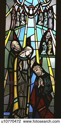 Stock Image - glass, descending, pentecostal, window, stain. Fotosearch