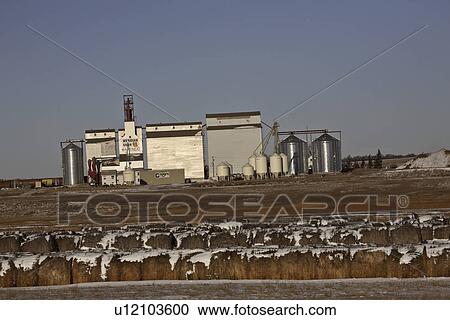 Stock Image - hay, grain, covered, snow, terminal, marengo. Fotosearch